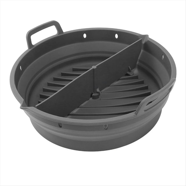 Freidora de Aire Placa de Silicona Freidora de Aire Reutilizable Accesorios de Cocina Herramienta Plegable para Freidora de Aire de 8,5 Pulgadas Molde para Hornear Gris