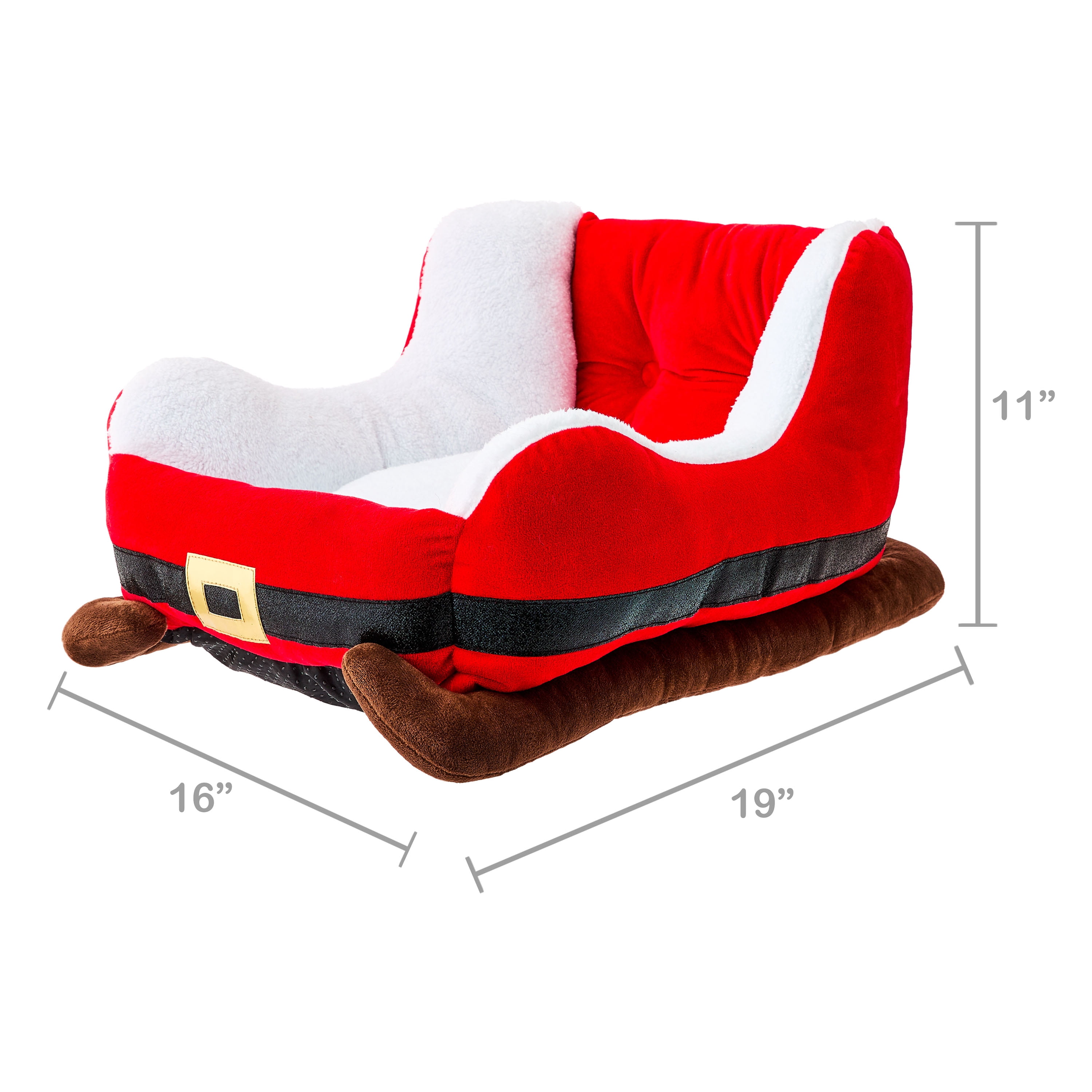 Vibrant Life Santa's Sleigh Small Holiday Pet Bed, Red and White, 19" x 16" x 11"