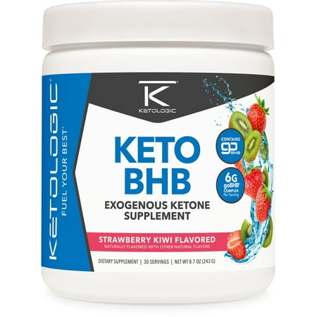 KetoLogic Keto BHB (Strawberry Kiwi Flavor) 30 Servings - Exogenous Ketone Supplement with goBHB, Beta-Hydroxybutyrate Salts
