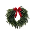 thumbnail image 2 of WWC Christmas Wreath, Artificial Pine Cedar Heart-Shaped Holiday Wreath with Bow, Rustic Christmas Decorations Winter Wreath for Front Door Mantel, 2 of 8