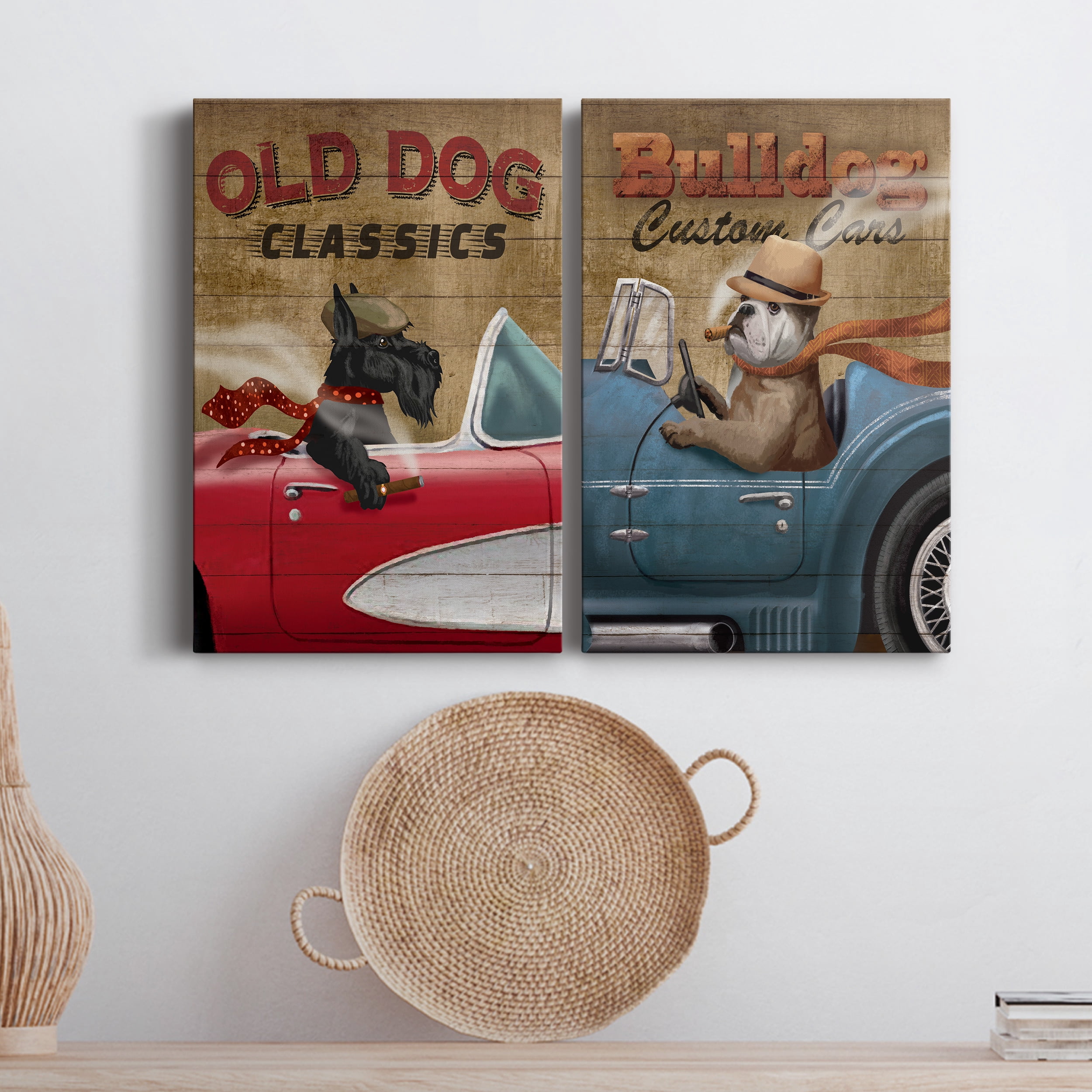 Old Dog Classics Premium Gallery Wrapped Canvas - Ready to Hang - Set of 2 - 32 x 48 Each