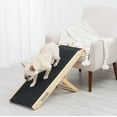 thumbnail image 1 of SweetBin 10"-19" Height Adjustable Pet Ramp - for Small to Medium Dogs & Cats Up to 110Lbs - Wooden Foldable Portable Dog & Cat Ramp Perfect for Couch Bed Car with Non Slip Carpet Surface - Burlywood, 1 of 7