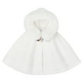 thumbnail image 3 of Doomiva Toddler Baby Girls Faux Fur Warm Thick Carseat Poncho Coat Princess Winter Hooded Jacket Ivory 90, 3 of 7