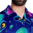 thumbnail image 5 of Alien Men's Casual Printed Poplin Short Sleeve Button Down Beach Shirt with Spread Collar Top, 5 of 6