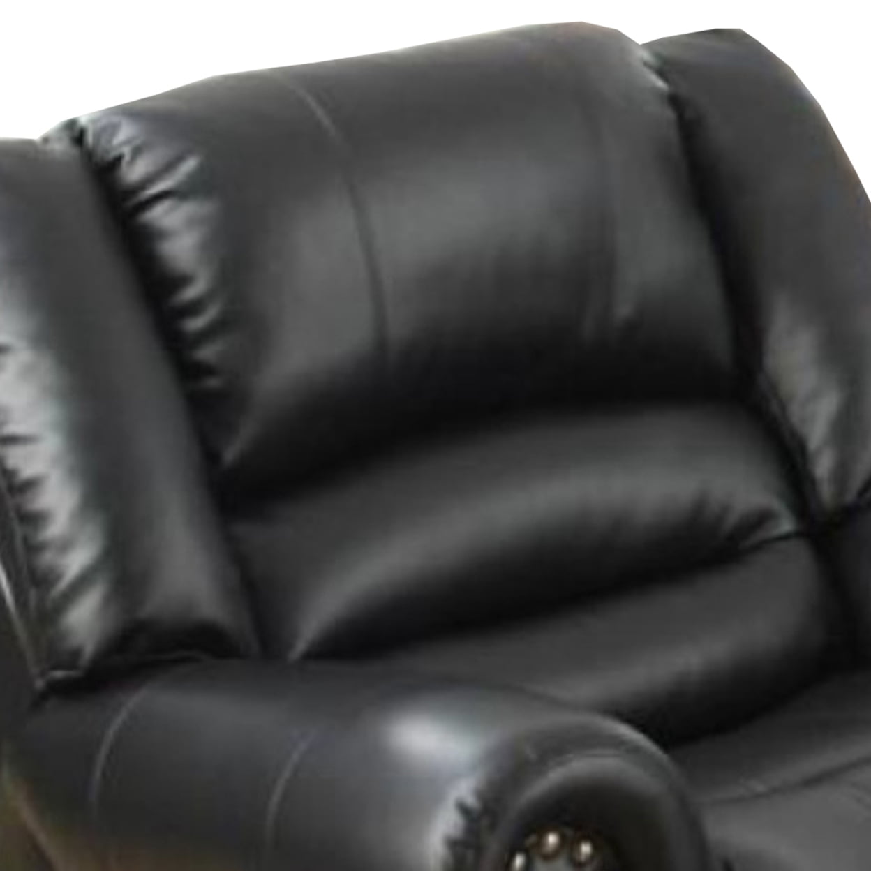 Poundex Bonded Black Leather Recliner Chair, Glider