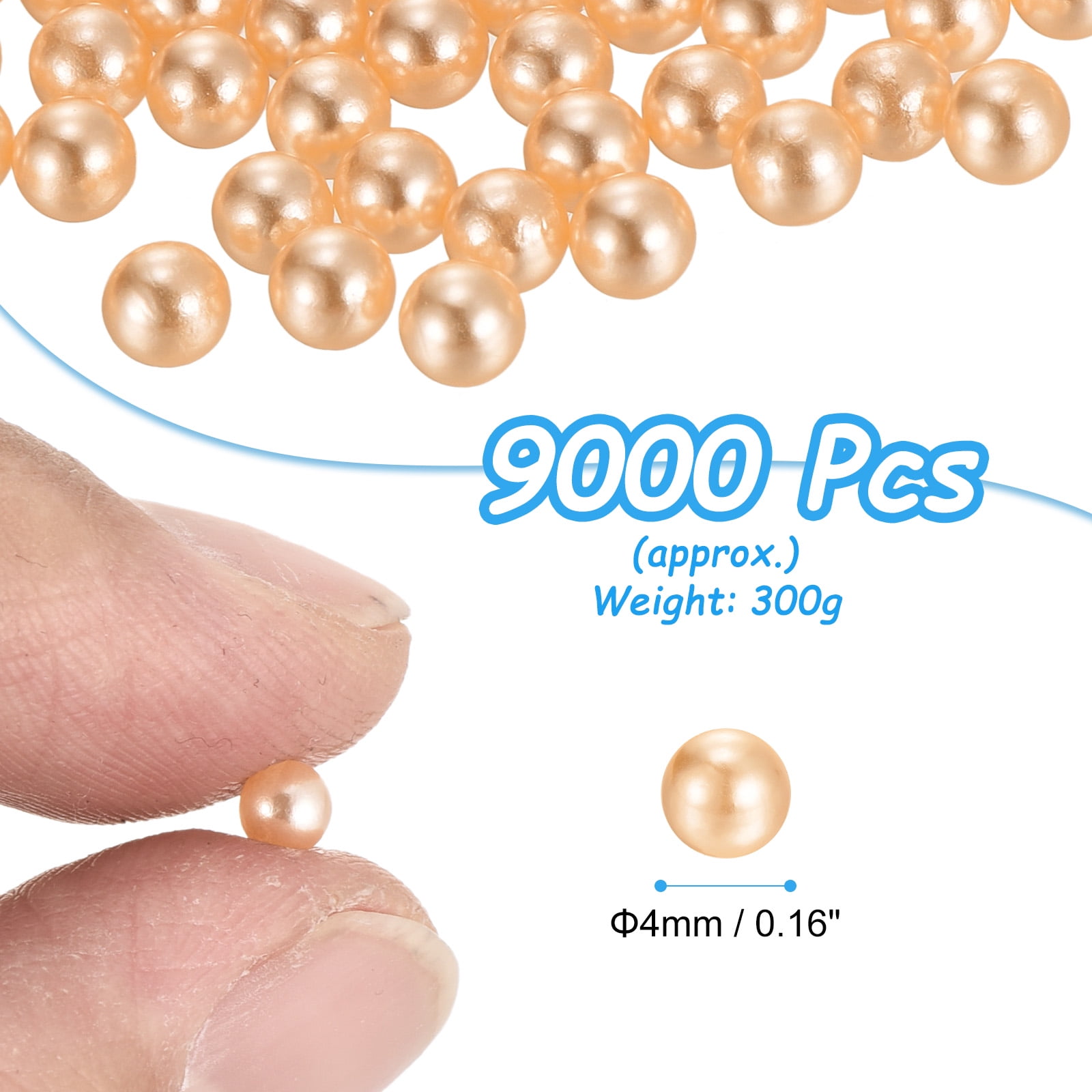 Uxcell 9000pcs 4mm Champagne Pearl Beads ABS Faux Pearls Vase Fillers 300g Ornament Filler for Crafts