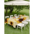 thumbnail image 5 of 54x80 Inch Outdoor Tablecloth with Umbrella Hole Zipper Rectangle Yellow Sunflower Rectangular Tablecloths Outside Waterproof Beige Vertical Striped Beige Retro Patio Table Cover for Picnic Party, 5 of 8