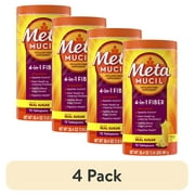 (4 pack) Metamucil Fiber Supplement, Sugar Fiber Powder for Daily Digestive Health, Orange, 72 Servings