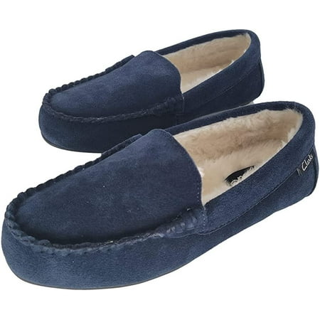 

Clarks Women s Venetian Moccasin Suede Indoor/Outdoor Faux Fur Lining Slippers (9 M US Navy)
