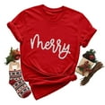 thumbnail image 4 of Womens Merry Christmas Printed Short Sleeve O Neck T Shirt Top Long Sleeve Woman Shirts Womens Short Sleeve Woman T Shirt Casual Plain Shirt Swim Tops Loose Tees for Women Space Pack Womens Stretch T, 4 of 5