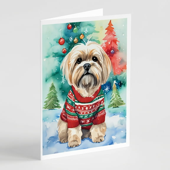 Lhasa Apso Christmas Greeting Cards Pack of 8 7 in x 5 in