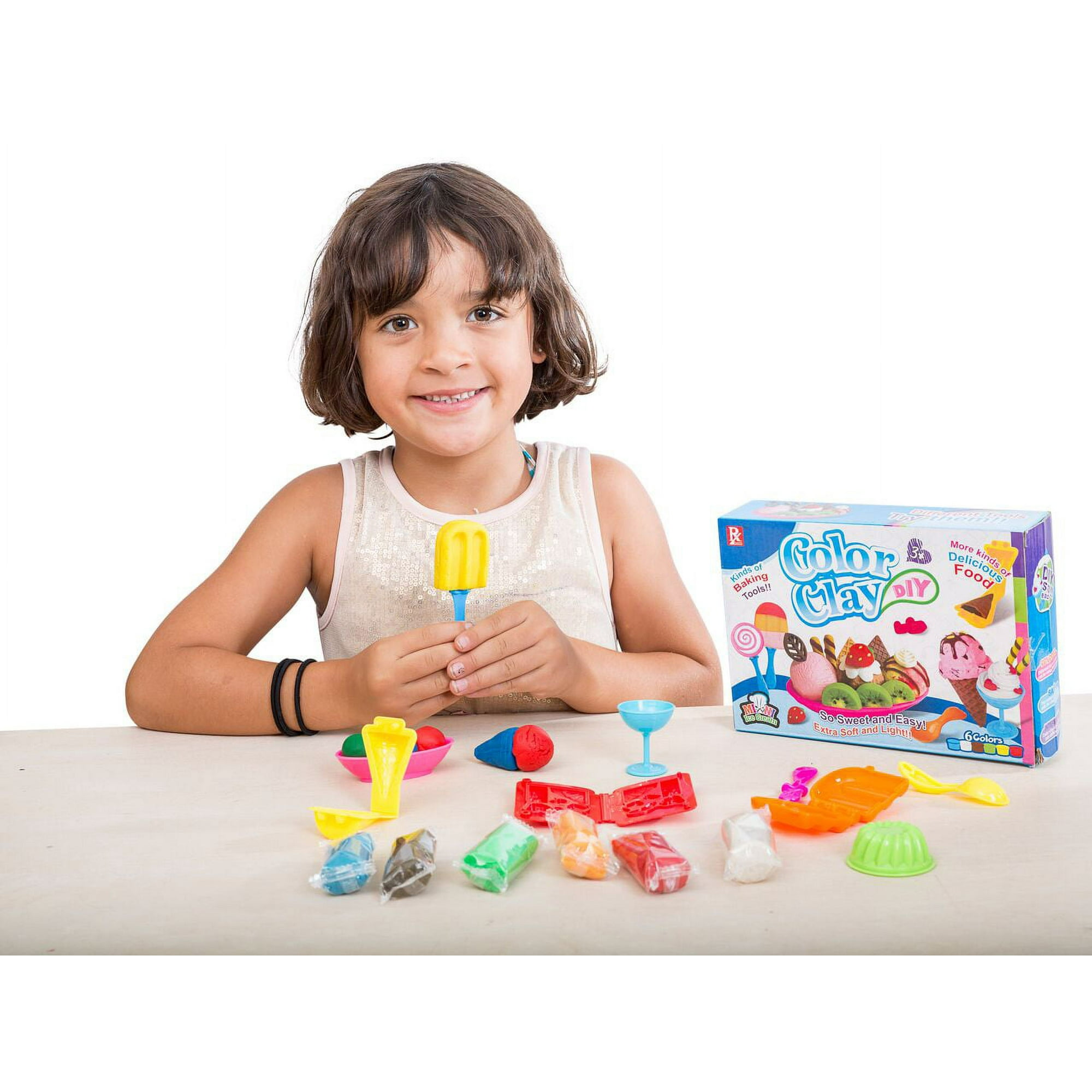 Play Baby Toys DIY Super Soft Clay Collection, Starter Kit - Mini Ice Cream Set - So Sweet And Easy To Create Your Masterpiece