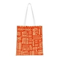 thumbnail image 1 of DouZhe Reusable Grocery Bags, Aztec Mexican Style Orange Stripes Lightweight Polyester Canvas Cloth Tote Bag for Travle Gym Shopping School, 15" x 16", 1 of 7