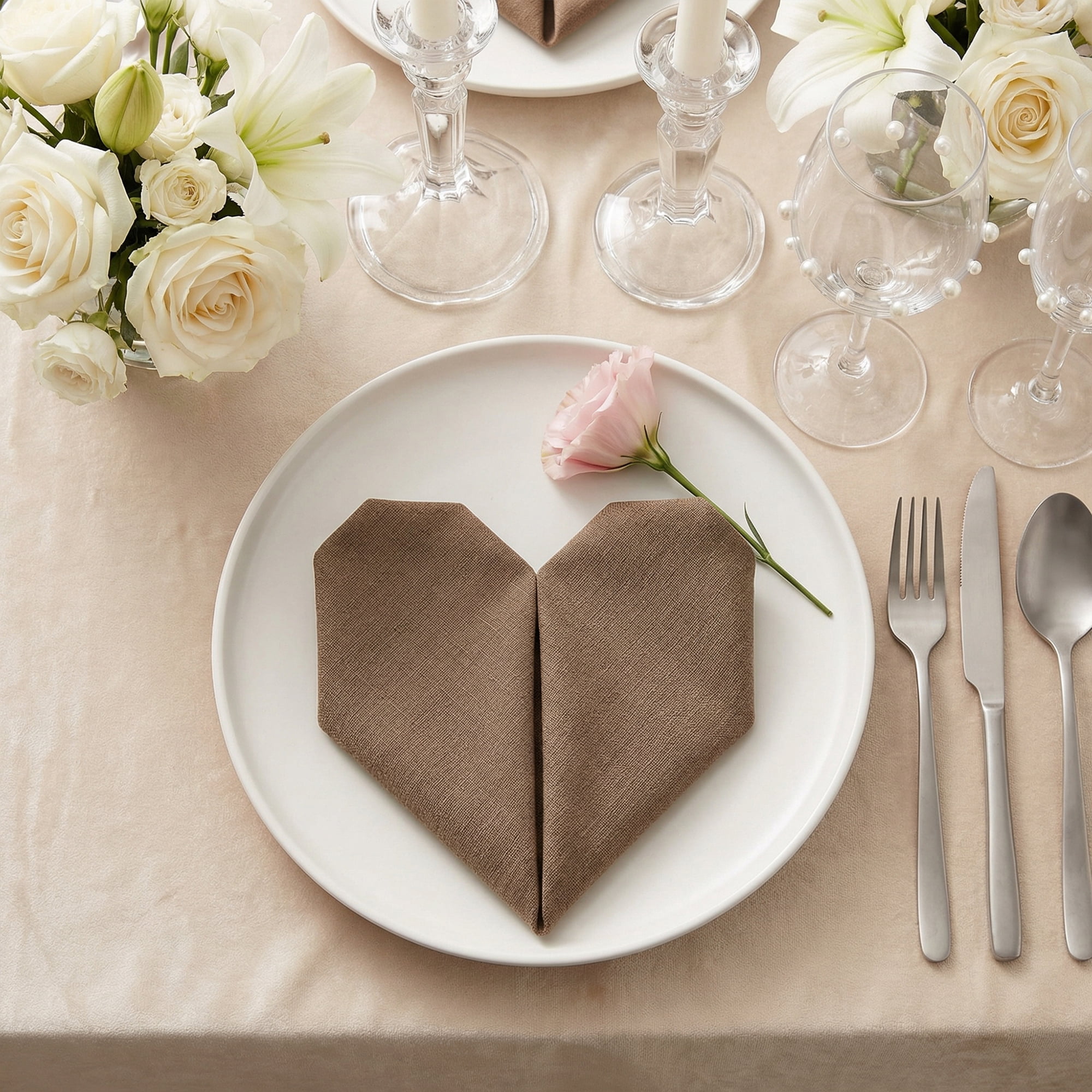 Unique Bargains 6Pcs Dinner Use Cotton Cloth Napkins Caramel 20x20inch