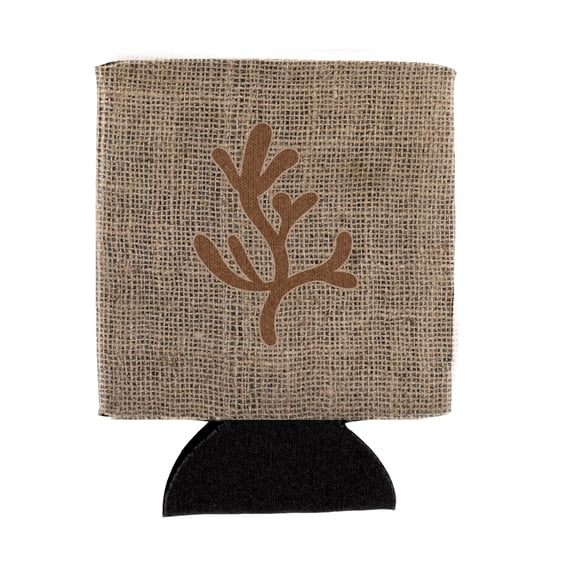 Coral Burlap and Brown Can or Bottle Beverage Insulator Hugger