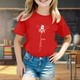 thumbnail image 2 of WEIYLL Tshirts for Girls Casual Cartoon Bee Print Round Neck Loose Short Sleeve Child Tops for 3-4 Years, 2 of 4