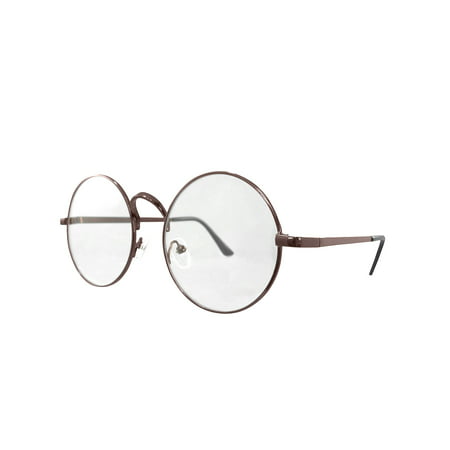 Lennon Round Large Metal Colored Frame Clear Lens Eye Glasses Wire Santa