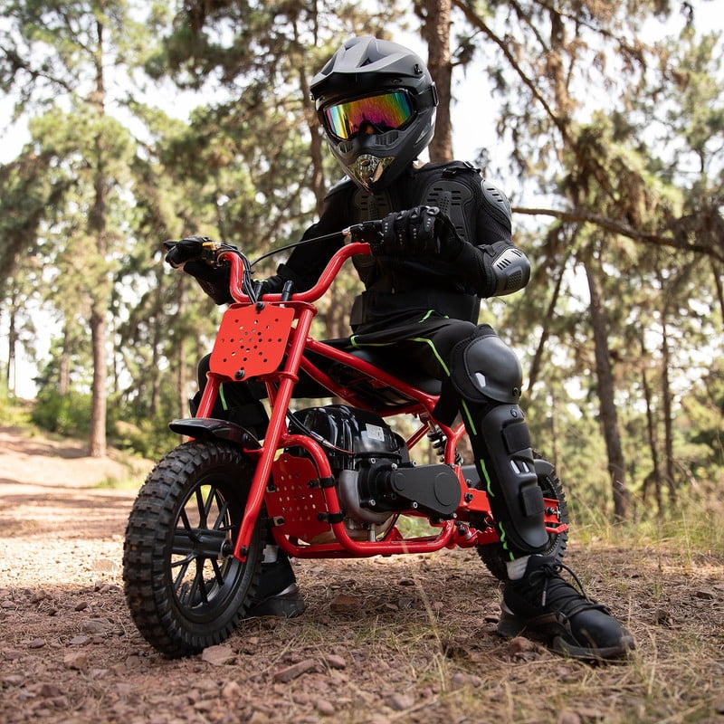Oryxearth OGM37 Plus Mini Bike Gas Powered, 4-Stroke off Road Bike for Teens, Easy Pull Start, Red