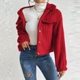 thumbnail image 2 of Women's Short Wool Button-Down Lapel Warm Puffy Coat with Pockets, 2 of 8