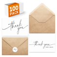 thumbnail image 1 of Tarjetas de agradecimiento XXINMOH, paquete de 100 con sobres y pegatinas de papel kraft, 1 of 7