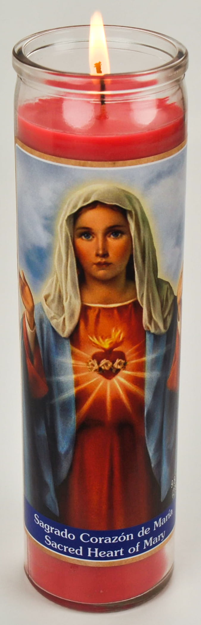 (2 pack) Prayer Candle Sacred Heart of Mary Red Wax, 8 Inch