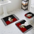 thumbnail image 2 of Abstract Bathroom Rugs Set Cartoon Style Cooks Black White Checkered Border Non Slip Absorbent Soft Bath Mats 3 Piece Set with Bathroom Rug, U-Shaped Floor Mat, Toilet Seat Cover Small Size, 2 of 9