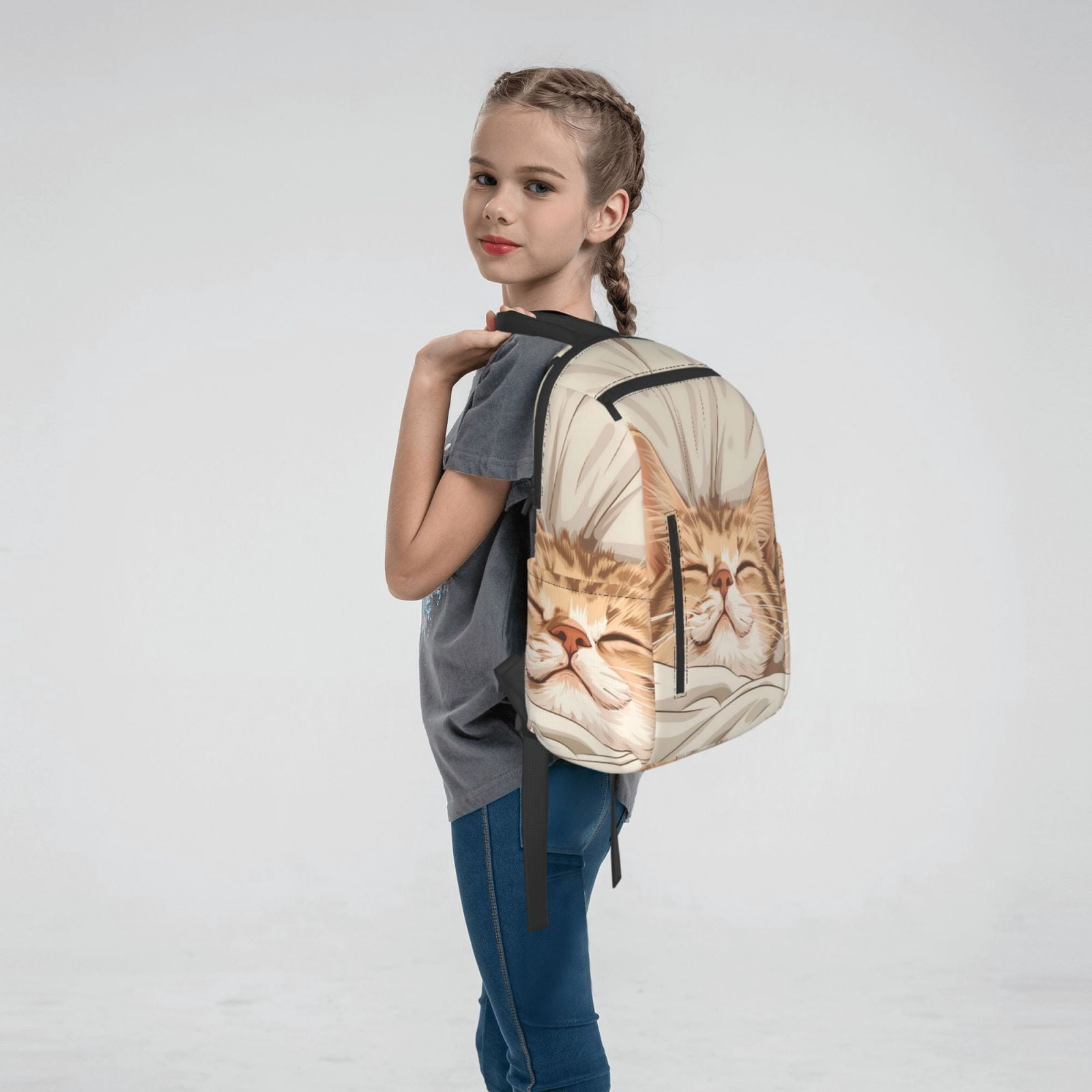 Hirioo Sleeping Cat In Blanket for Lightweight Backpack, Durable and Comfortable, Ideal for Travel, School, Hiking, and Everyday Use