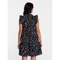 thumbnail image 4 of Time and Tru Women's and Women's Plus Cotton Mini Dress with Flutter Sleeves, Sizes XS-4X, 4 of 6