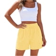 thumbnail image 2 of Women's Soft Fabric Loose Fit Shorts with Pockets, Elastic Waist Drawstring Shorts, Casual Sporty Athletic, Double Side Pockets, Summer Lounge Running Fitness | TruHer,Yellow L, 2 of 6