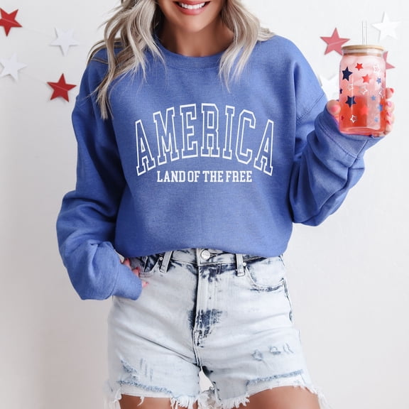 America Sweatshirt, 4th of July Sweatshirt, USA Flag Crewneck, Patriotic Sweater, Trendy Summer Sweatshirt, Star American Red White and Blue Tshirt All Size S-5XL