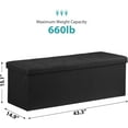 thumbnail image 2 of BOBOKY 43Inches Storage Ottoman Bench, Folding Footrest Padded Seat, Storage Chest Long Shoes Bench with Divider, Holds up to 660 lbs, for Living Room, Entryway, Bedroom,  Black, 2 of 7