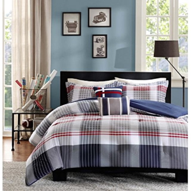 contemporary plaid comforter set twin/xl bed striped bedding with sham