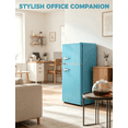 thumbnail image 5 of GGTB 3.0 cu.ft Retro Compact Refrigerator, Double Door Fridge with Freezer, Adjustable Thermostat & Glass Shelves for Dorm, Bedroom, Apartment, Office, Mint Blue, 5 of 7