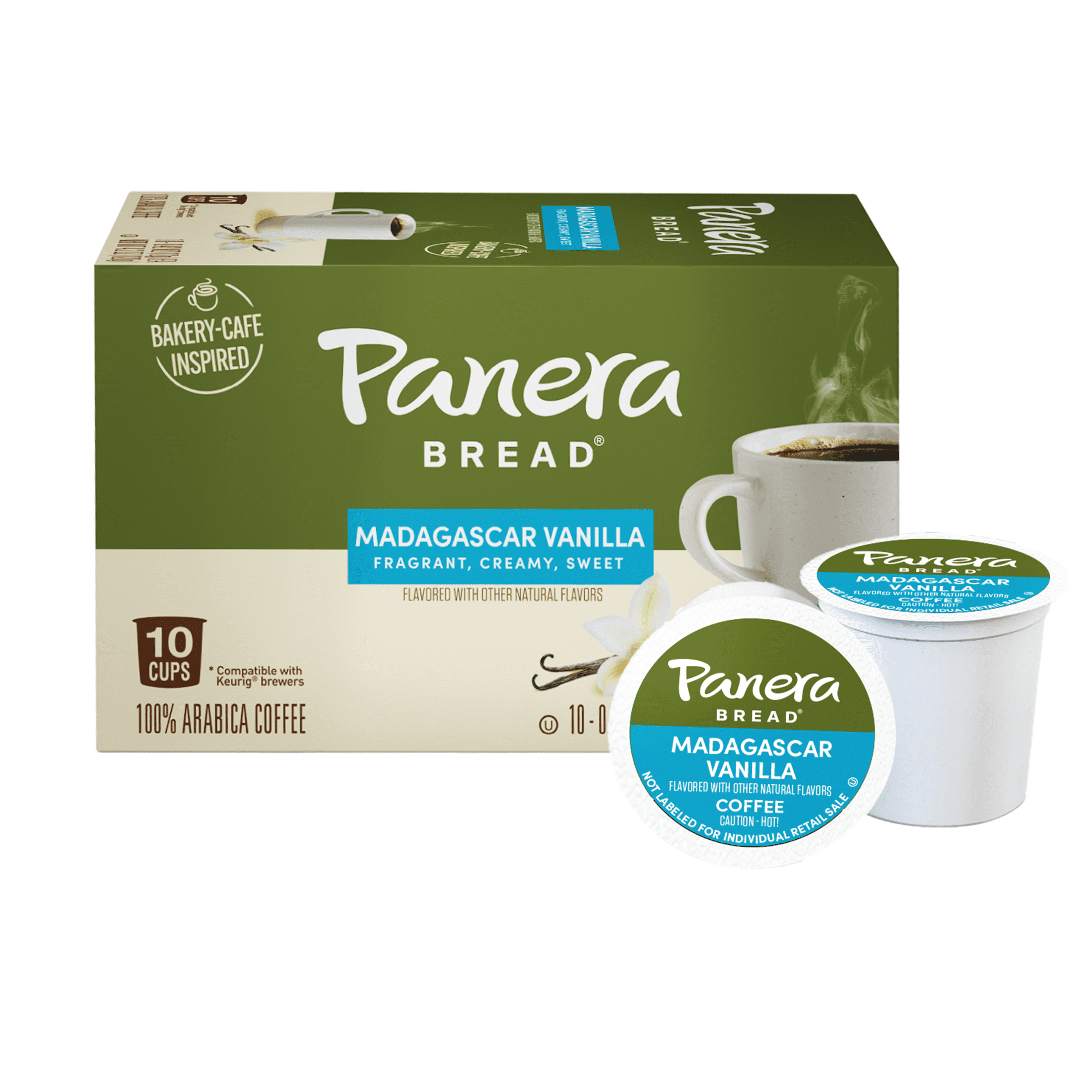 Panera Bread Madagascar Vanilla Light Roast Coffee, Single Serve 60 Count Pods (6 Packs of 10)