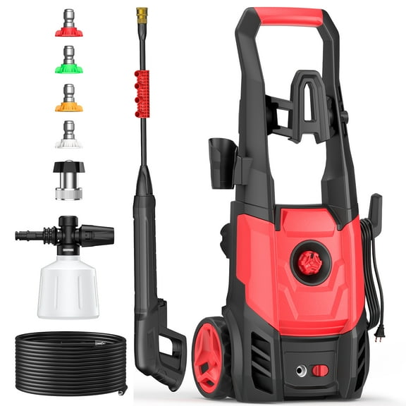 Elevon 2.5 GPM Electric Pressure Washer with Foam Cannon, Portable Power Washer for Cars, Patios & Driveways
