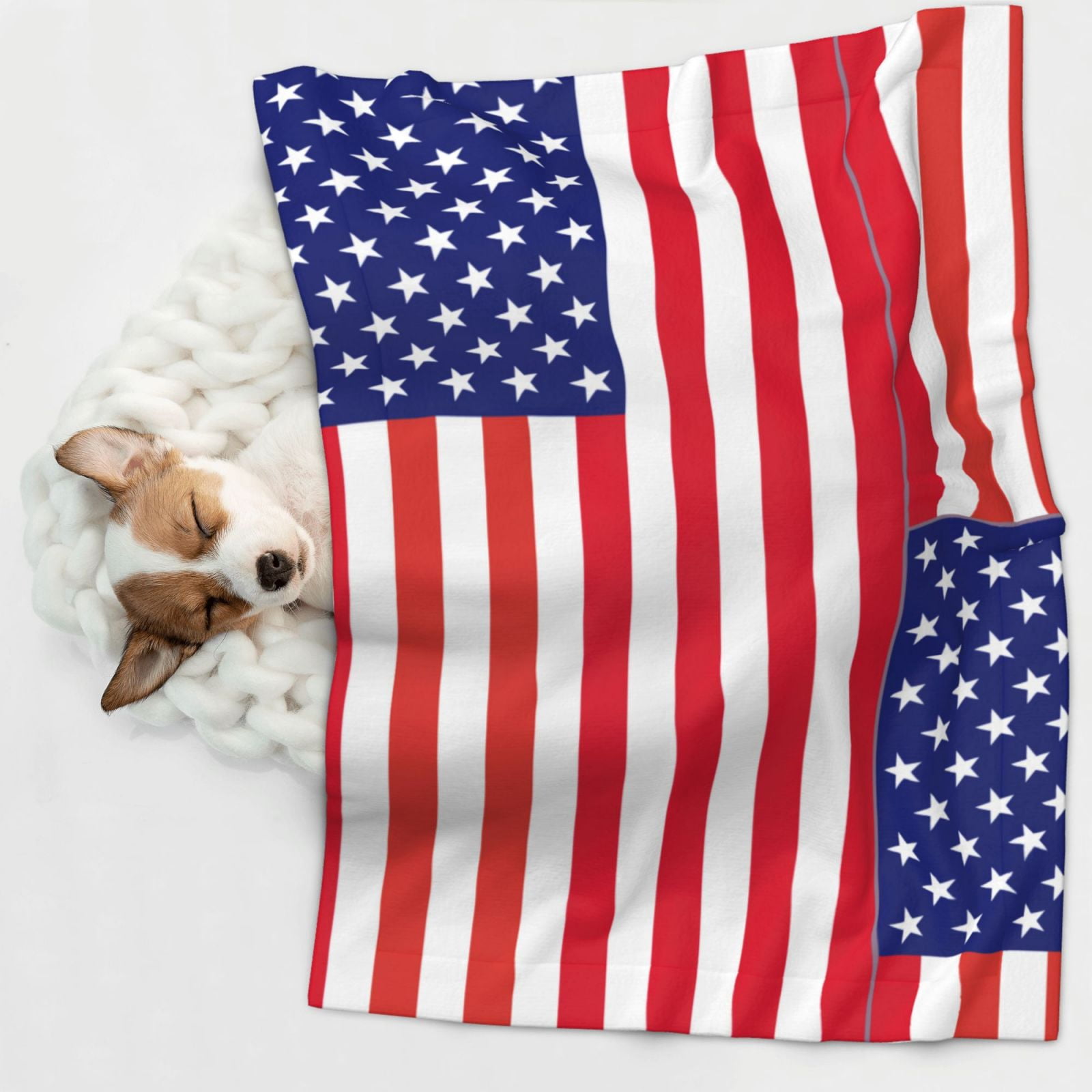 America Flag Patriotic Dog Blanket Soft Warm Flannel Cat Blanket Great Pet Throw for Cats Puppy Small Medium Large Dog