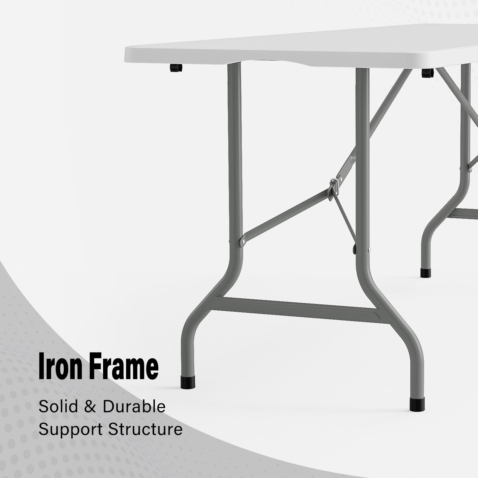 PEXMOR 6FT Folding Table, Portable Collapsible Plastic White Long Tables for Party, Camping, Wedding, Outdoor and Indoor Use