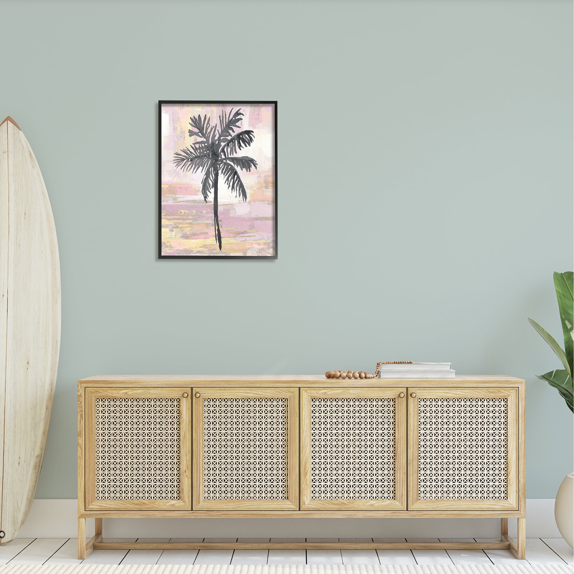 Stupell Industries Pastel Pink Palm Tree Tropical Abstract Design Framed Wall Art, 24 x 30, Design by Kristen Dew