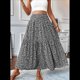 thumbnail image 4 of Falda Midi de Cintura Alta Elástica para Mujer, Informal, de Verano, , con Volantes, Estampado Floral, Corte A. Flor Negra L, 4 of 8