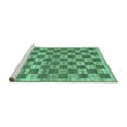 thumbnail image 2 of Ahgly Company Machine Washable Indoor Round Checkered Turquoise Blue Modern Area Rugs, 3' Round, 2 of 4