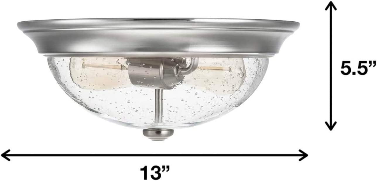 Prominence Home 13” Flush Mount Seeded Bowl Ceiling Light, Madalyn, 51382-31, Nickel
