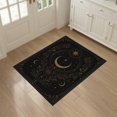 thumbnail image 3 of ODIKA 3'x5' Washable Area Rug Non-Slip, Flatweave, Easy Care Black Gold Celestial Design with Elegant Motifs Ornate Star and Moon Floral Accents for Hallway, Laundry Room, 3 of 7