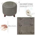 thumbnail image 5 of Joveco Fabric Button Tufted Round Storage Ottoman Stool Foot Rest Khaki, 5 of 9