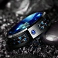 thumbnail image 2 of NUNCAD 8mm Men's Black and Blue Tungsten Carbide Ring Carbon Fiber Polished Finish Comfort Fit Size 6-15, 2 of 4