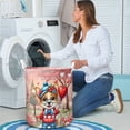 thumbnail image 4 of Happy Valentine’s Day Adorable Corgi Puppy Holding Heart Balloon Foldable Laundry Basket Welsh Corgi Dog Lover Gifts Idea Organizer Storage with Handles - 00030, 4 of 5