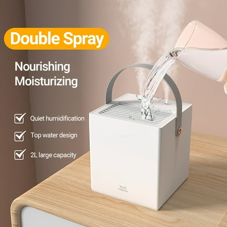 

YFMALL 2L Home Humidifier Double Nozzle Wide Application User-friendly Mute Desktop Humidifier for Home