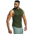 thumbnail image 4 of SHIWEN Men's Workout Hooded Tank Tops Sports Training Sleeveless Hoodies Bodybuilding Cut off T-Shirts M-3XL, 4 of 12
