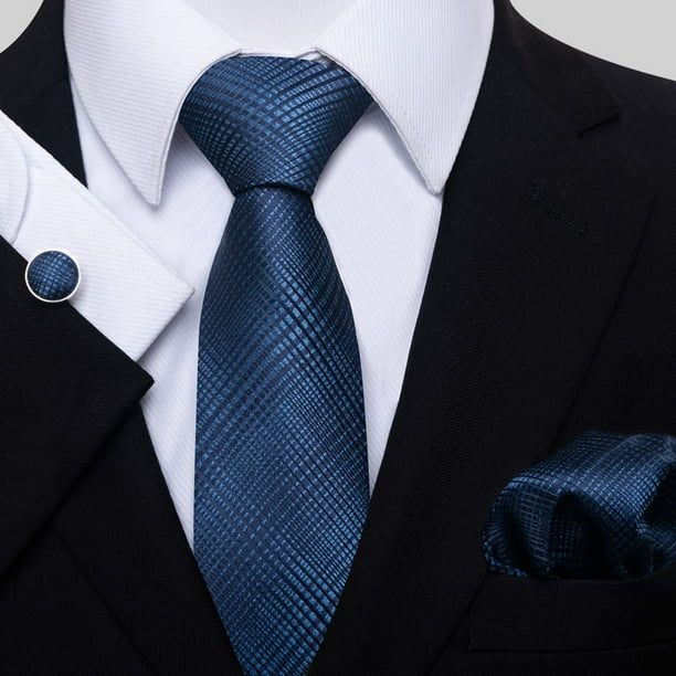Corbatas para hombre Corbata de boda con panuelo de bolsillo Conjunto de corbata y panuelo de negocios clasico con diseno de pata de gallo a cuadros Walmart en linea