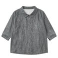 thumbnail image 4 of DHFJKG Polo Shirts For Women Breathable Linen Half Sleeve Turndown Collar Solid Color Loose Fit Basic Top Summer Comfy Tops, 4 of 5