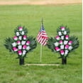 thumbnail image 4 of Sets of Artificial Cemetery Flowers, Outdoor Grave Decorations Roses Memorial Flowers, Accompanied by Long Nail Vases, Suitable for Cemetery and Home Decoration. (Pink+White), 4 of 5